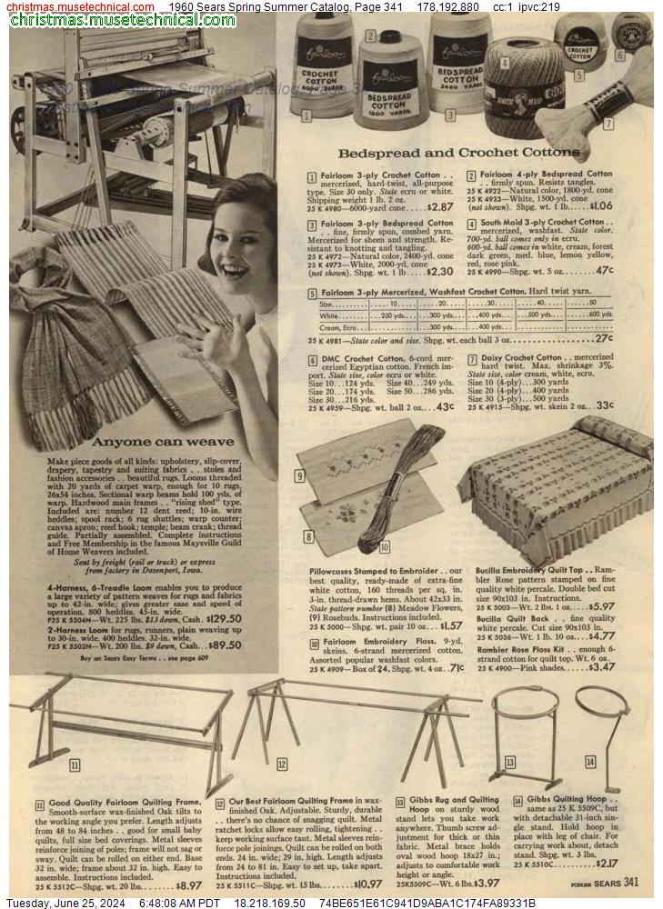 1960 Sears Spring Summer Catalog, Page 341