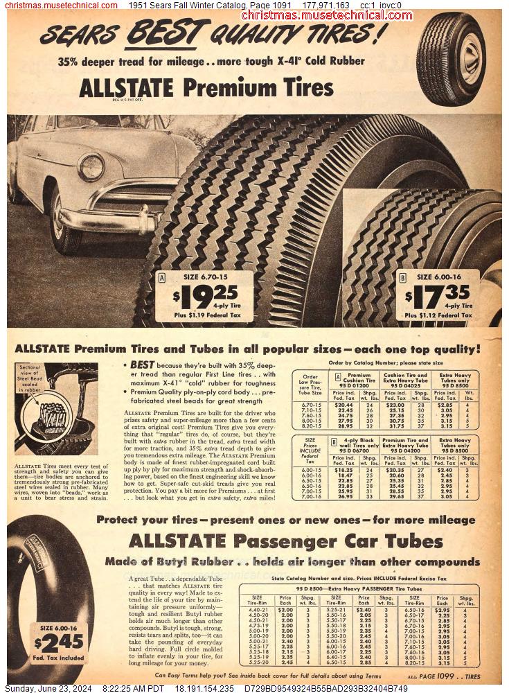 1951 Sears Fall Winter Catalog, Page 1091