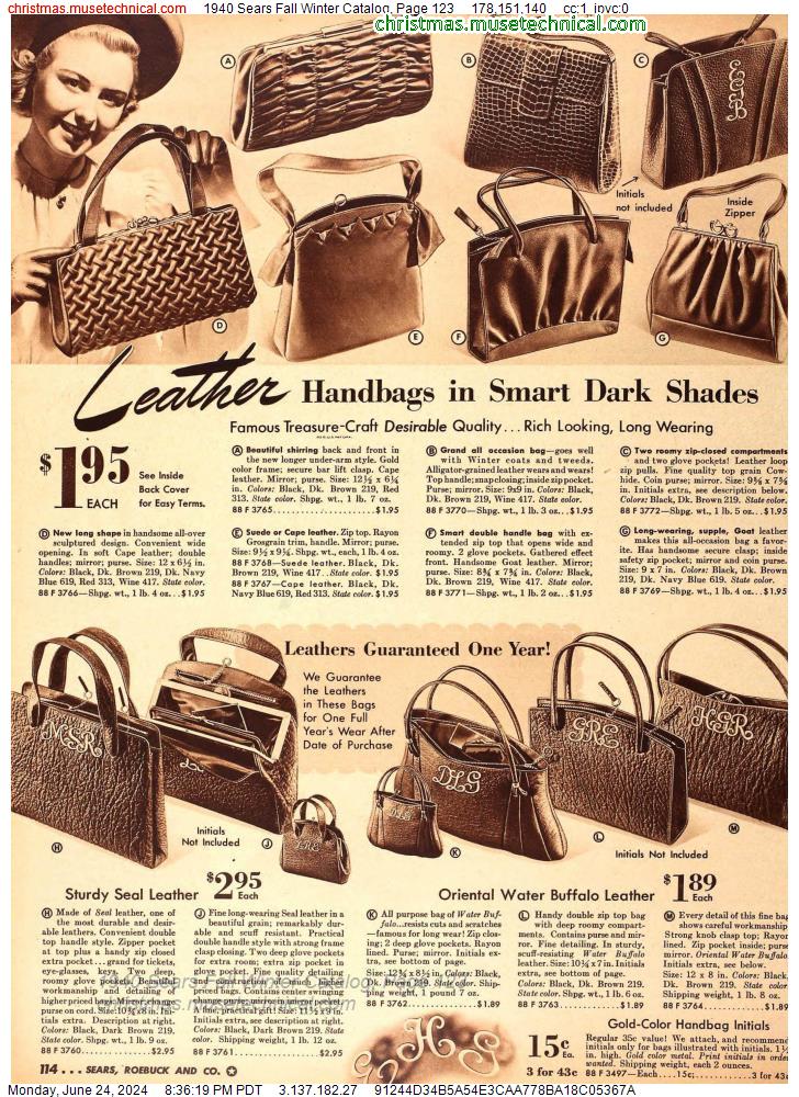 1940 Sears Fall Winter Catalog, Page 123