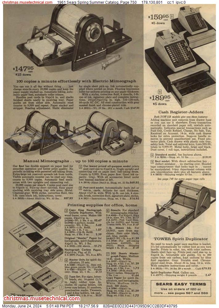 1961 Sears Spring Summer Catalog, Page 750