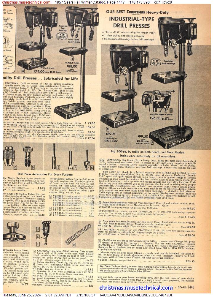 1957 Sears Fall Winter Catalog, Page 1447
