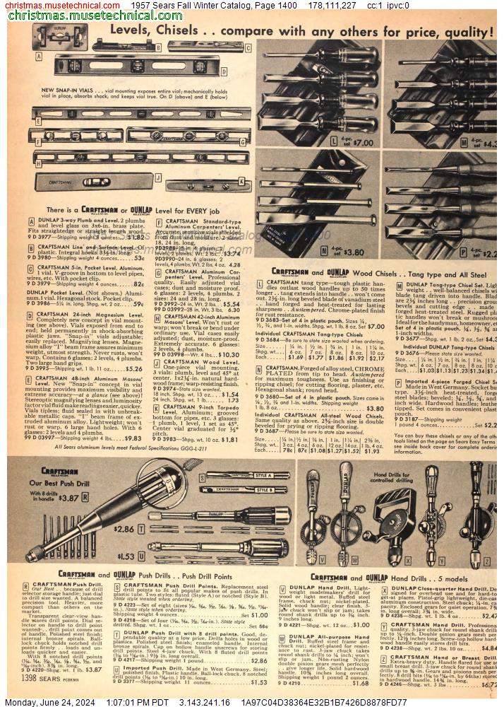 1957 Sears Fall Winter Catalog, Page 1400