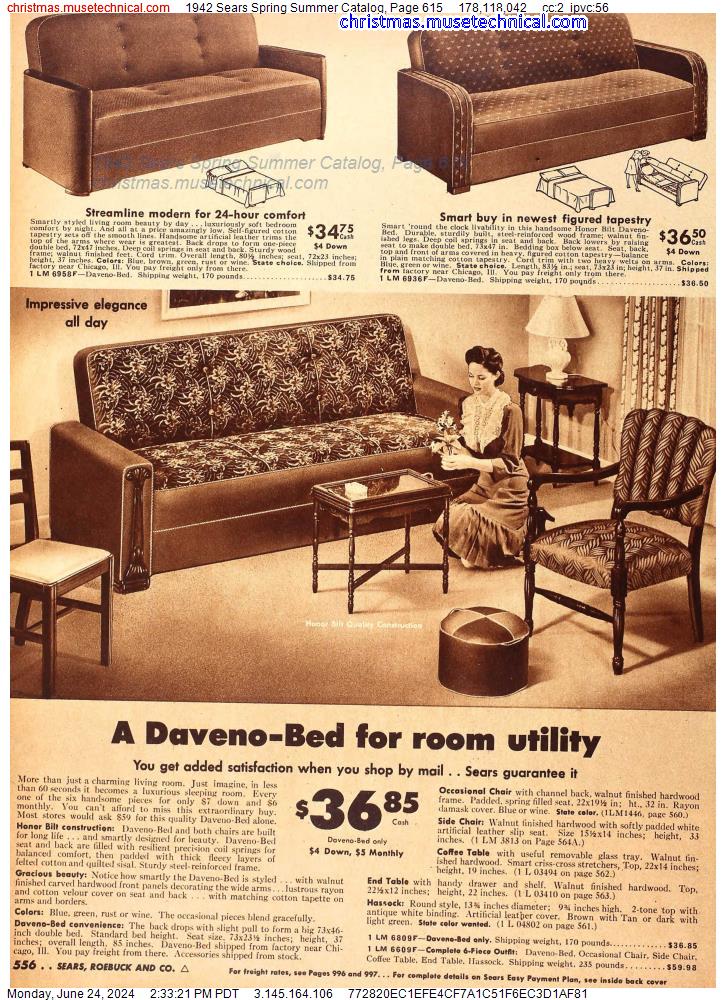 1942 Sears Spring Summer Catalog, Page 615