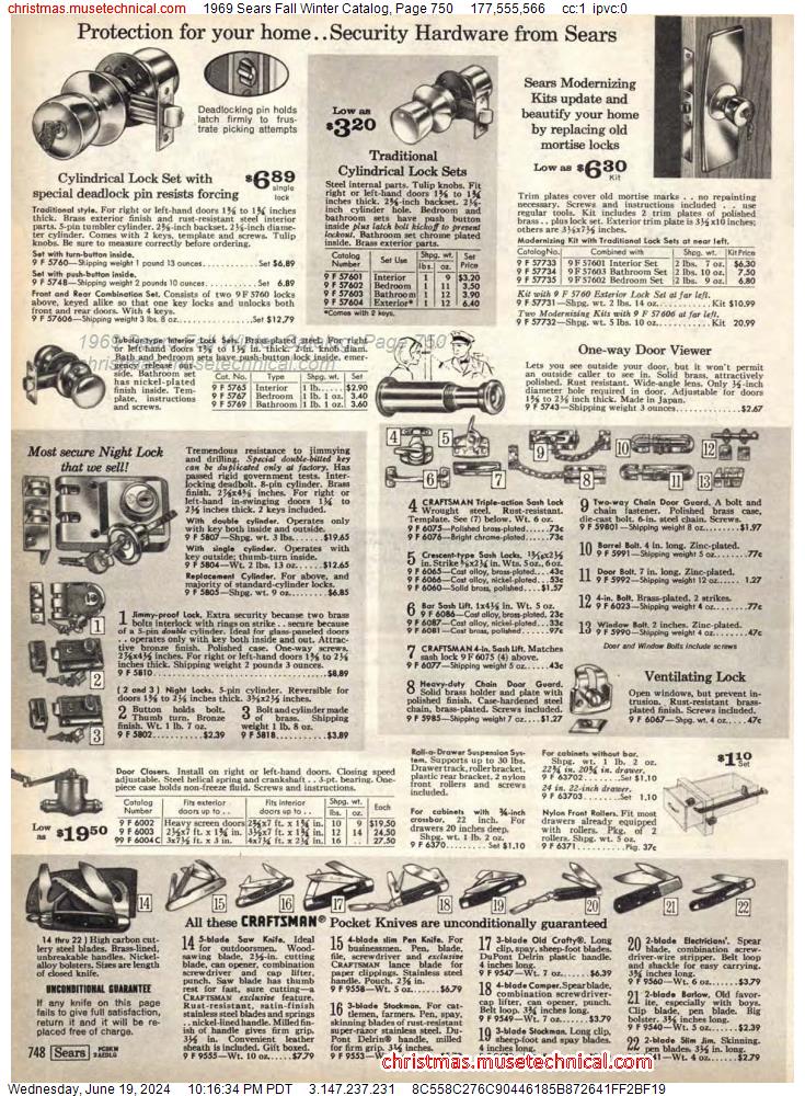 1969 Sears Fall Winter Catalog, Page 750