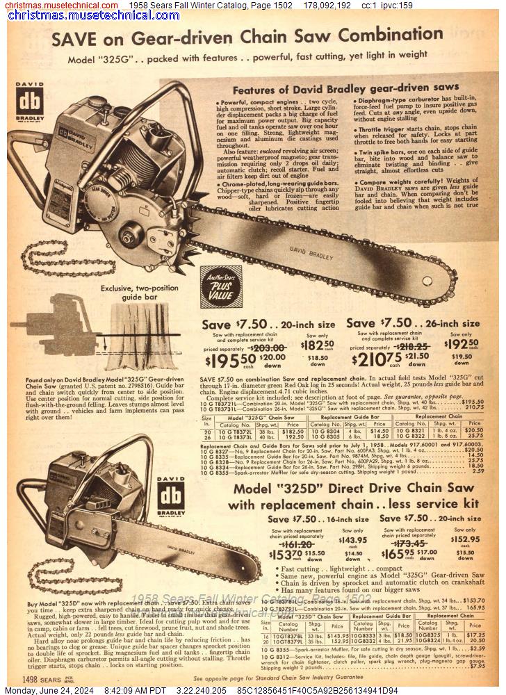 1958 Sears Fall Winter Catalog, Page 1502