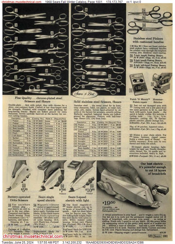 1968 Sears Fall Winter Catalog, Page 1001
