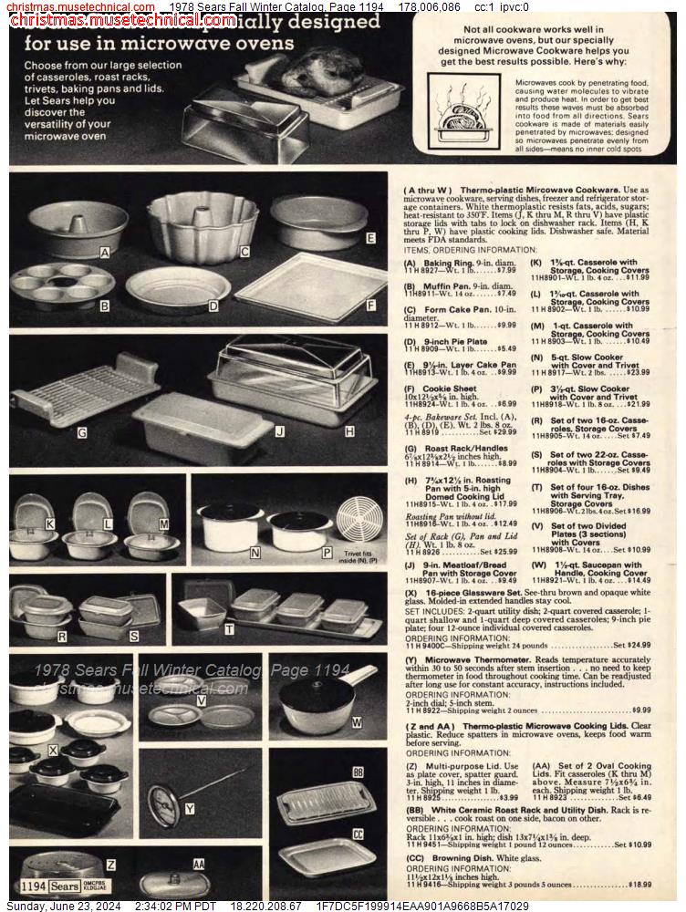 1978 Sears Fall Winter Catalog, Page 1194
