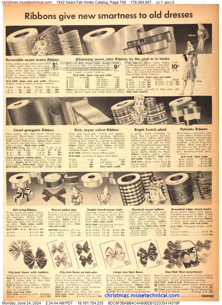 1942 Sears Fall Winter Catalog, Page 708