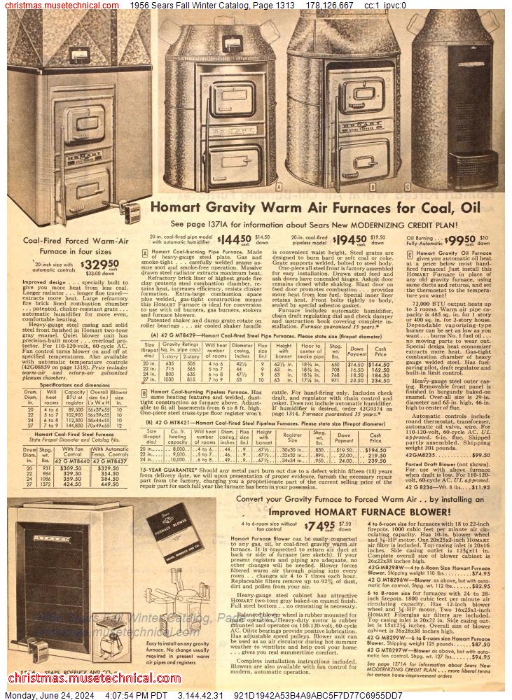 1956 Sears Fall Winter Catalog, Page 1313