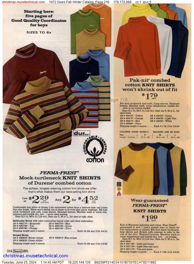 1972 Sears Fall Winter Catalog, Page 316