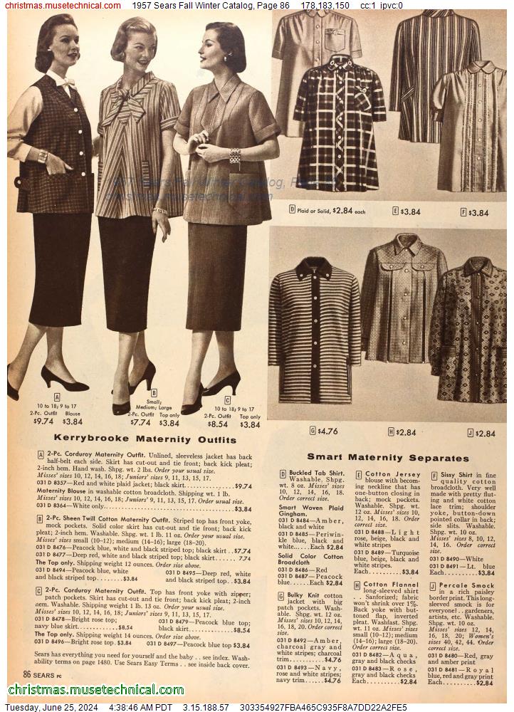 1957 Sears Fall Winter Catalog, Page 86