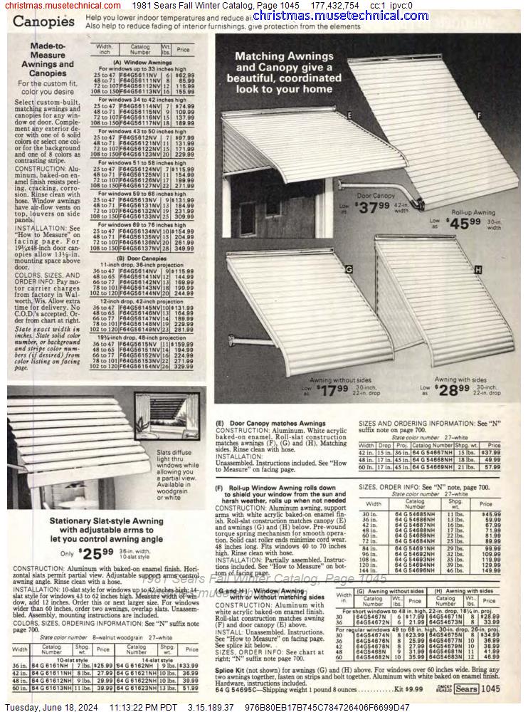 1981 Sears Fall Winter Catalog, Page 1045