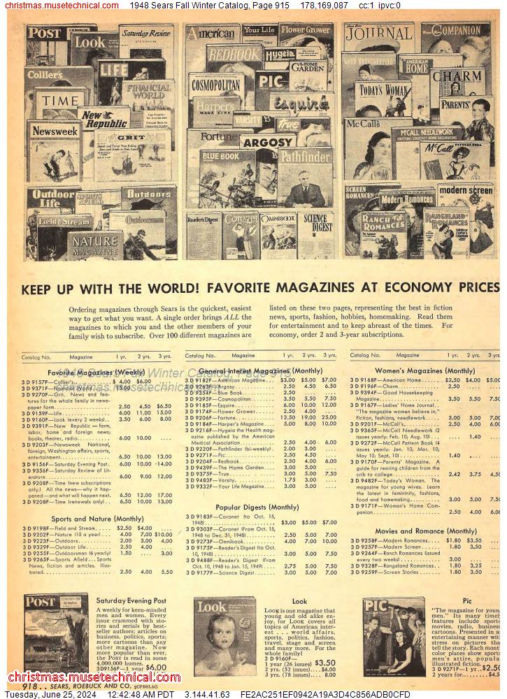 1948 Sears Fall Winter Catalog, Page 915
