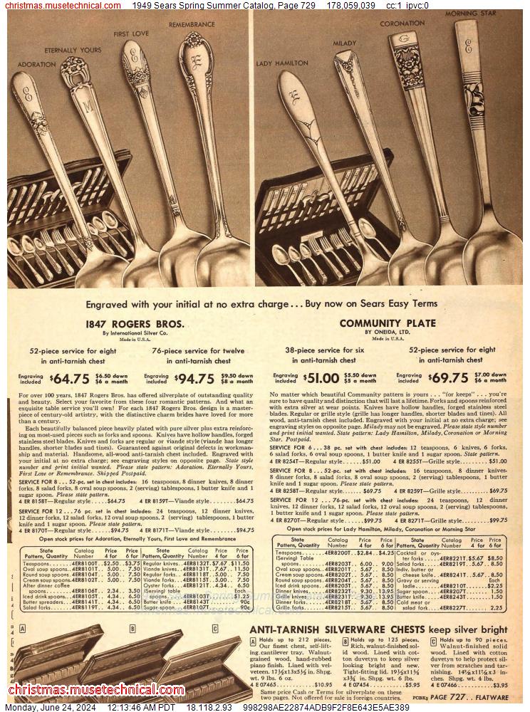 1949 Sears Spring Summer Catalog, Page 729
