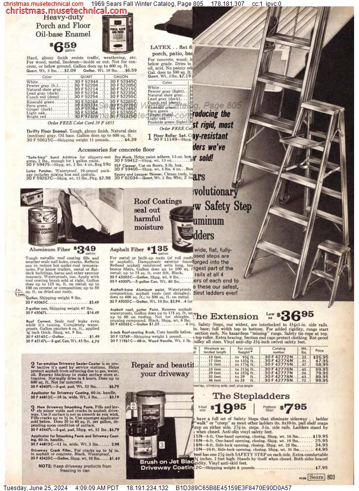 1969 Sears Fall Winter Catalog, Page 805