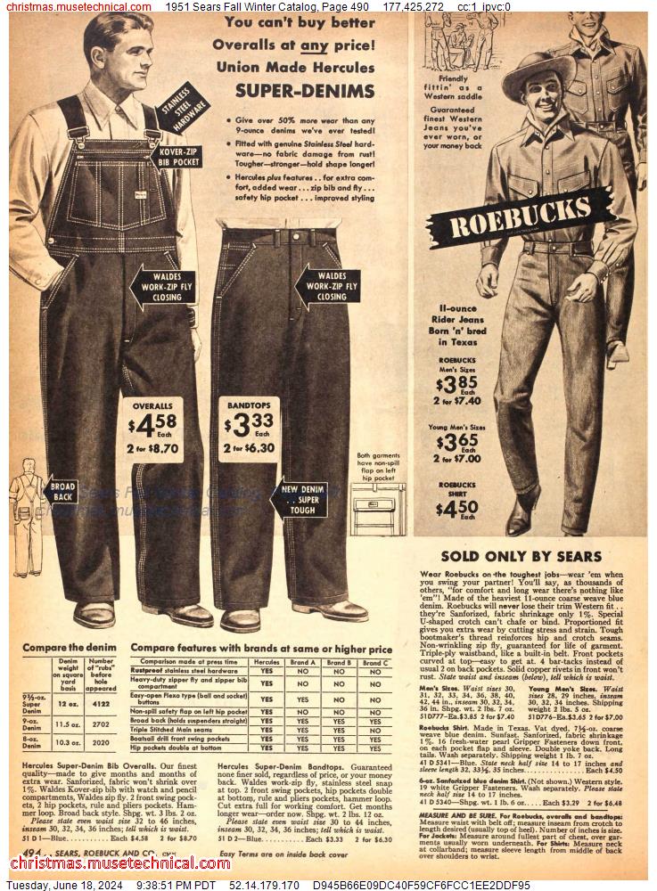 1951 Sears Fall Winter Catalog, Page 490
