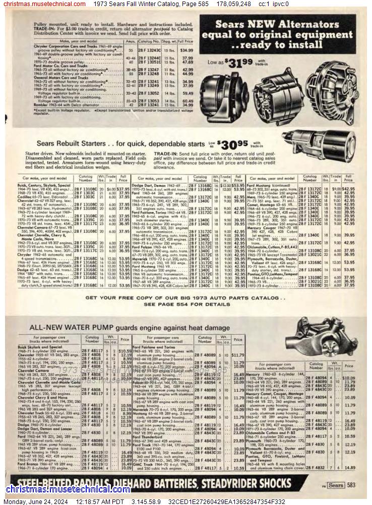 1973 Sears Fall Winter Catalog, Page 585