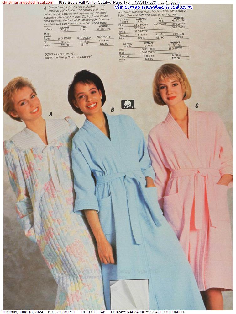 1987 Sears Fall Winter Catalog, Page 170