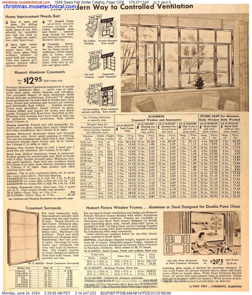 1956 Sears Fall Winter Catalog, Page 1358