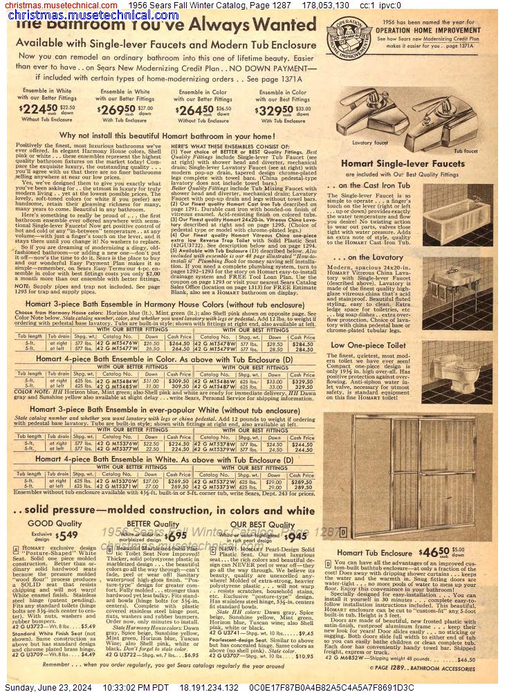 1956 Sears Fall Winter Catalog, Page 1287