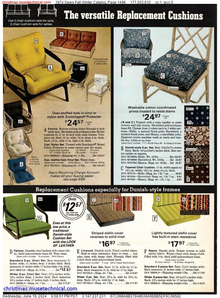 1974 Sears Fall Winter Catalog, Page 1496