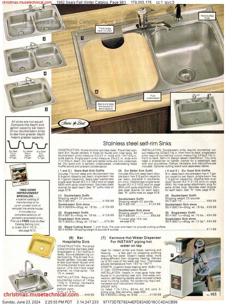 1982 Sears Fall Winter Catalog, Page 961