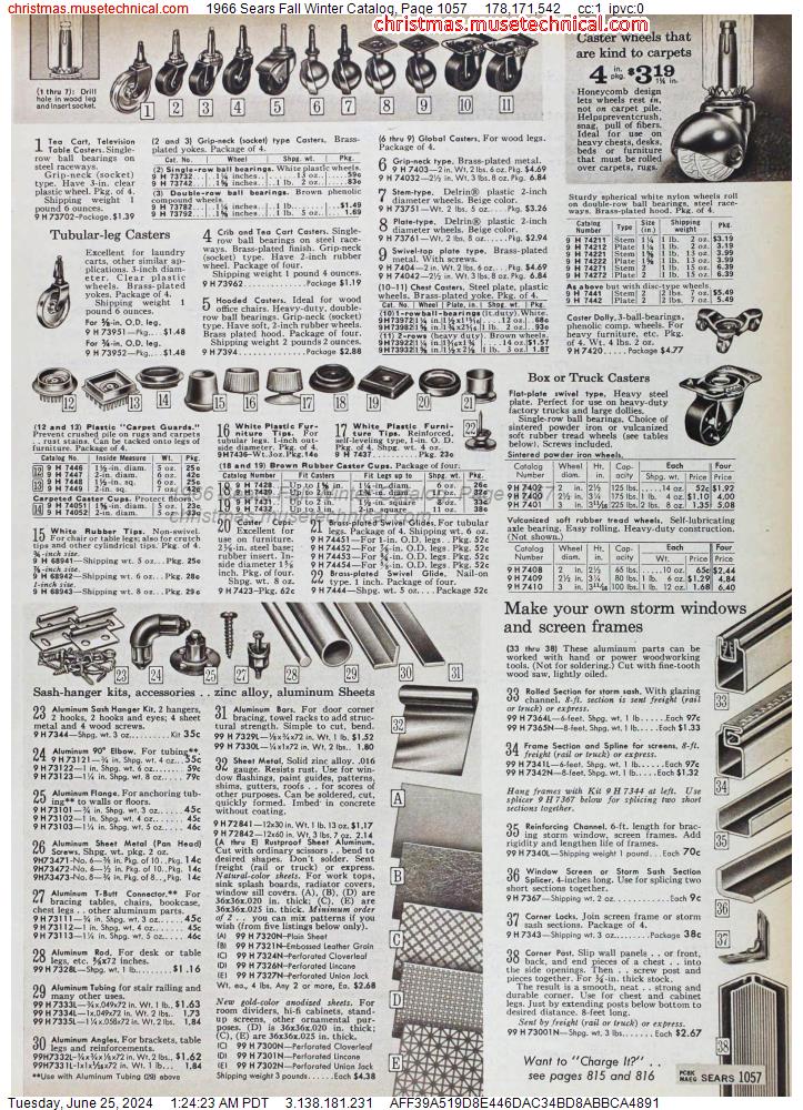 1966 Sears Fall Winter Catalog, Page 1057