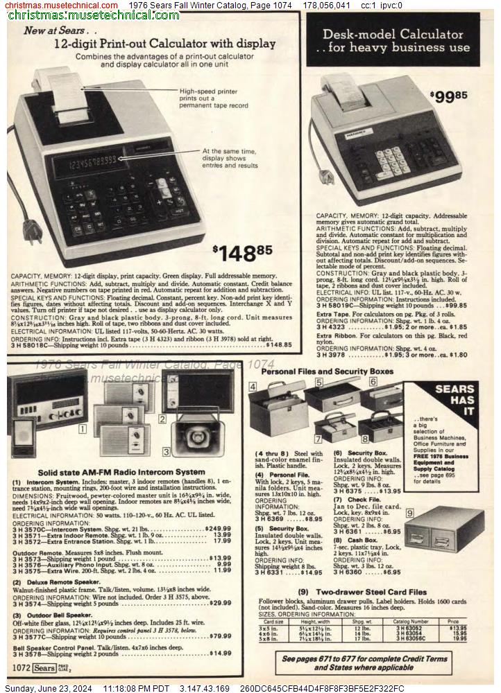 1976 Sears Fall Winter Catalog, Page 1074