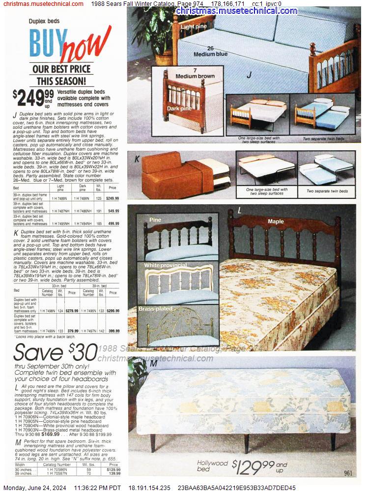 1988 Sears Fall Winter Catalog, Page 974