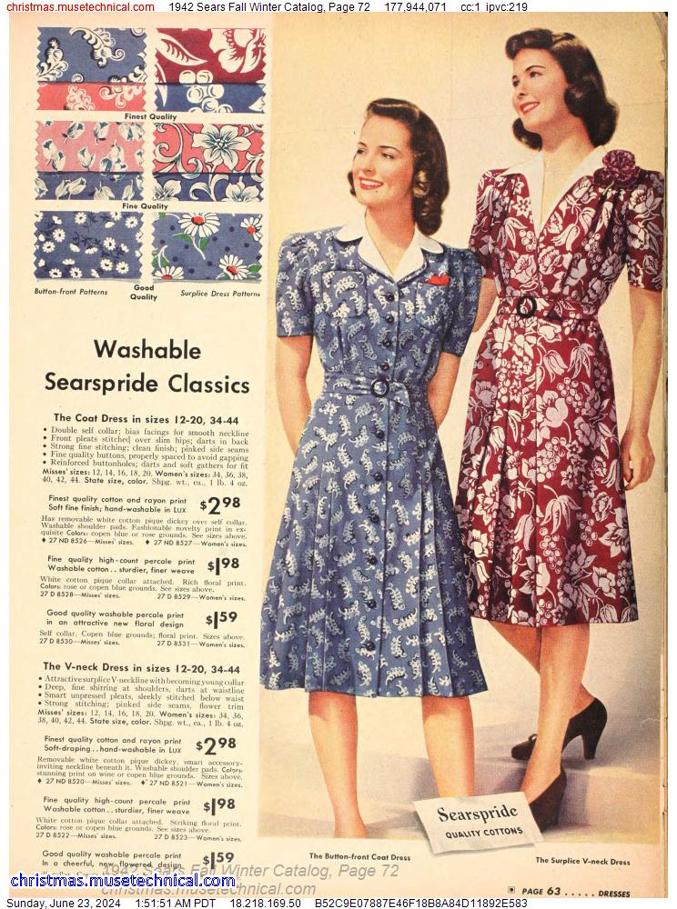 1942 Sears Fall Winter Catalog, Page 72