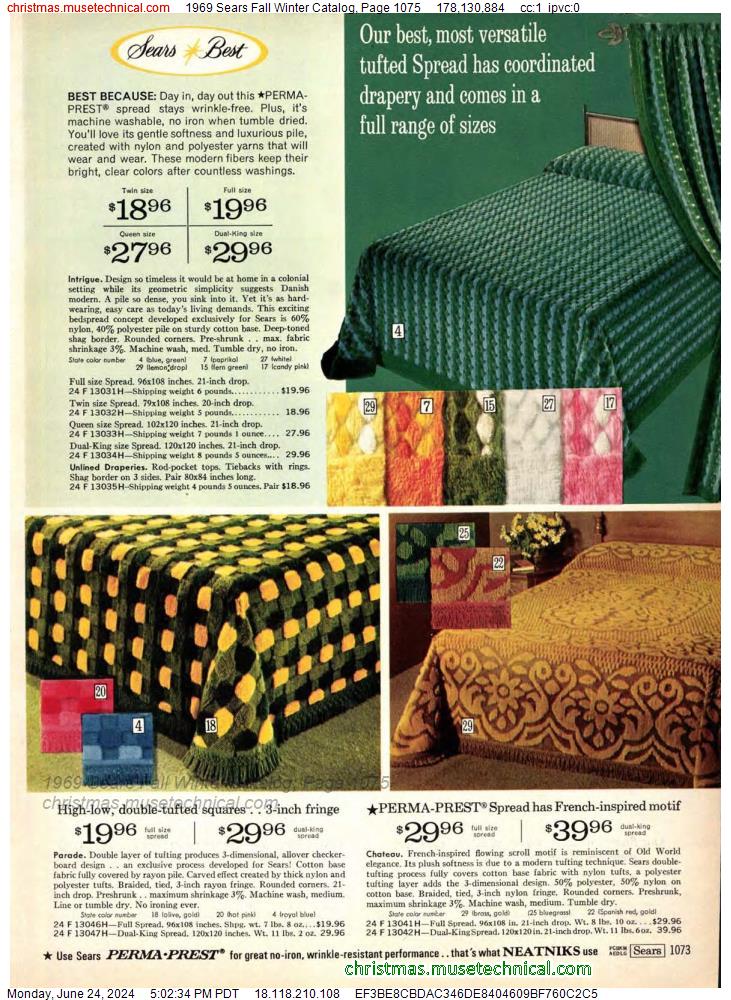 1969 Sears Fall Winter Catalog, Page 1075