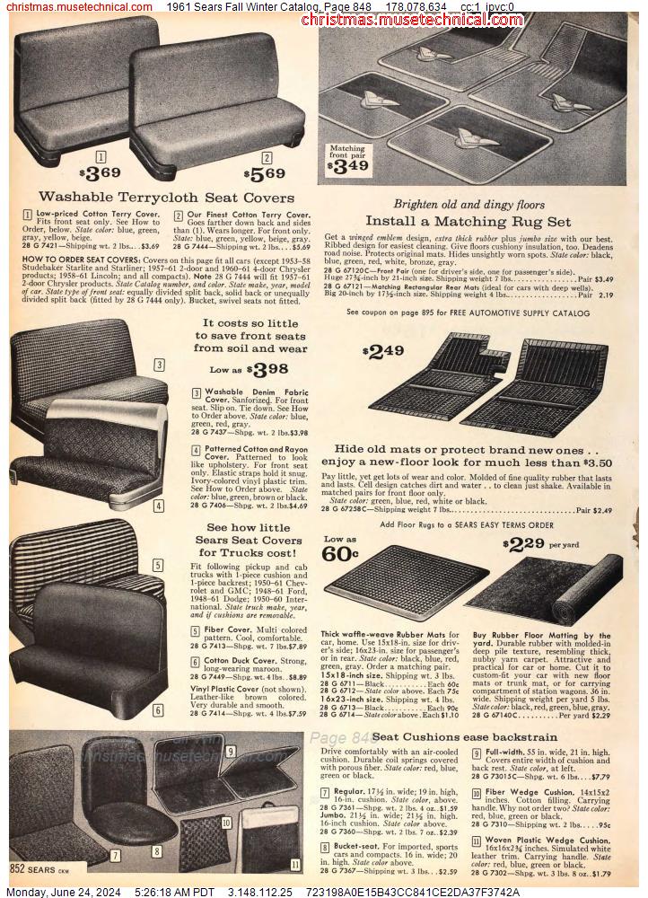 1961 Sears Fall Winter Catalog, Page 848
