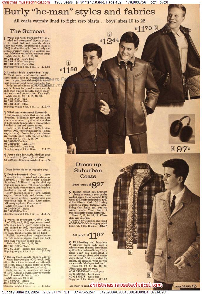 1963 Sears Fall Winter Catalog, Page 452
