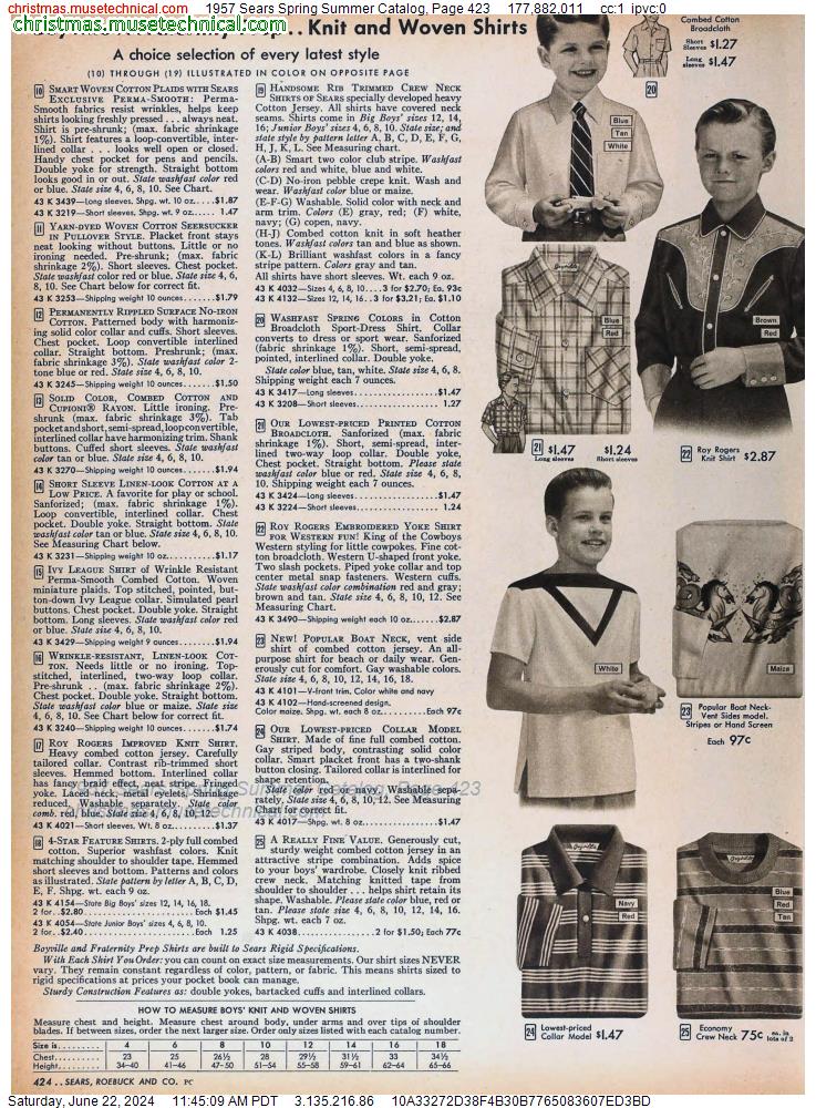 1957 Sears Spring Summer Catalog, Page 423