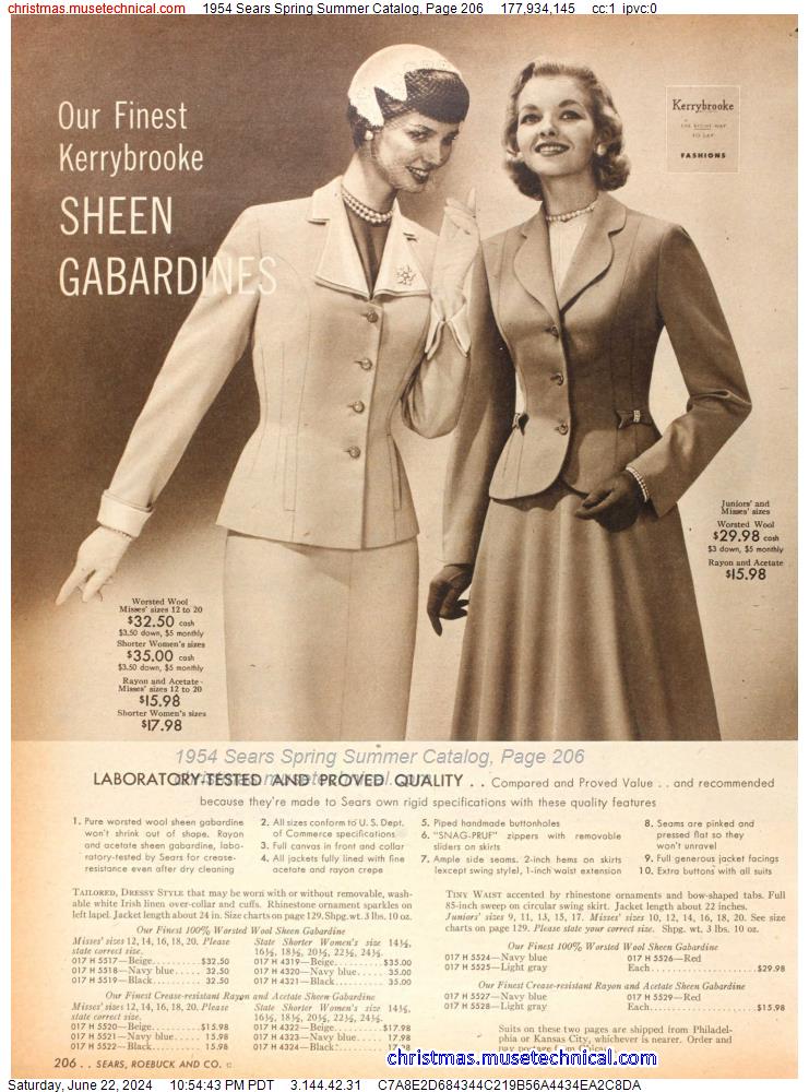 1954 Sears Spring Summer Catalog, Page 206
