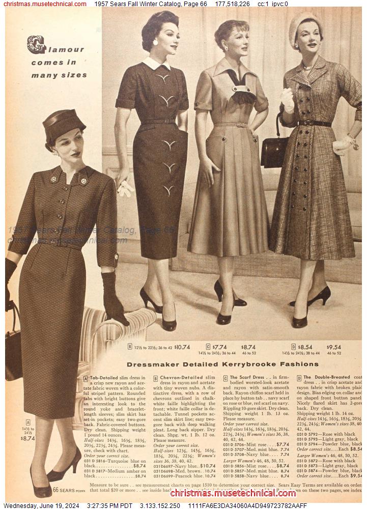 1957 Sears Fall Winter Catalog, Page 66