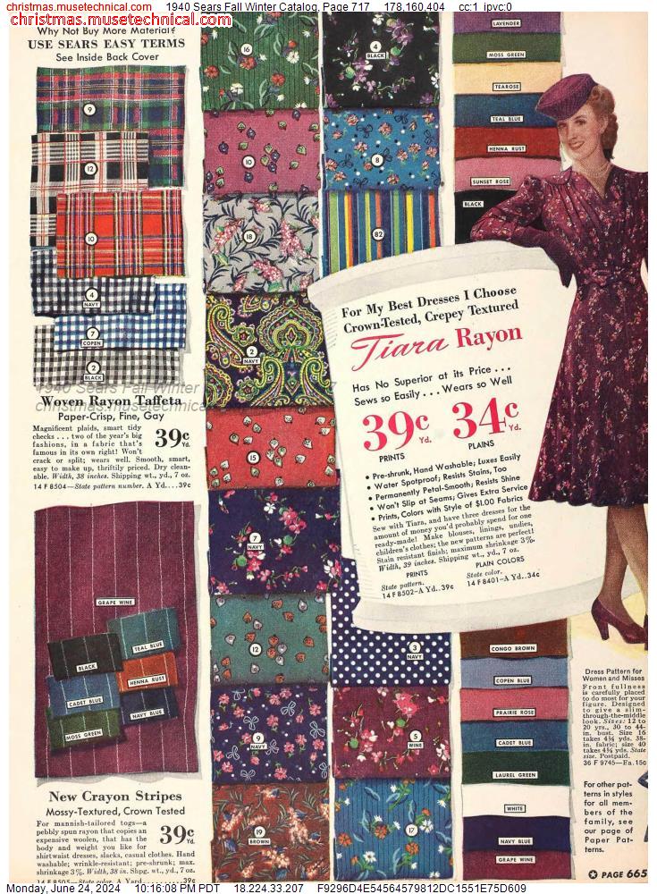 1940 Sears Fall Winter Catalog, Page 717