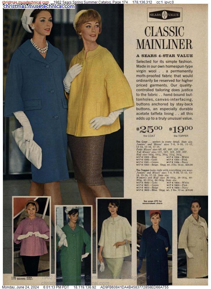1962 Sears Spring Summer Catalog, Page 174