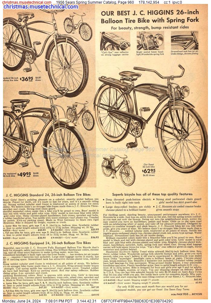1956 Sears Spring Summer Catalog, Page 960