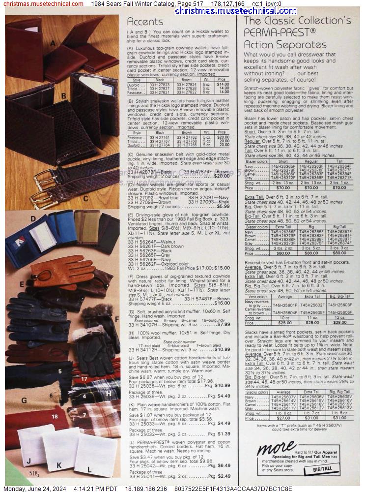 1984 Sears Fall Winter Catalog, Page 517