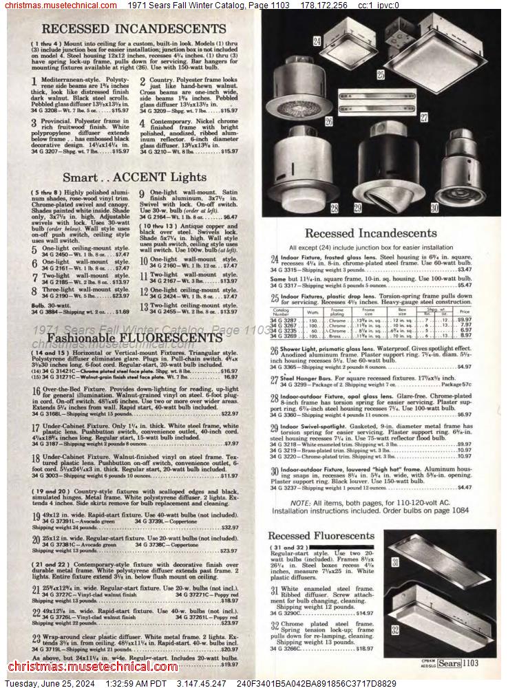 1971 Sears Fall Winter Catalog, Page 1103