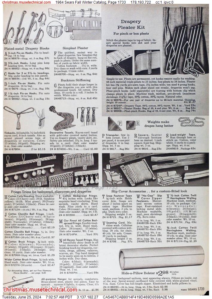 1964 Sears Fall Winter Catalog, Page 1733