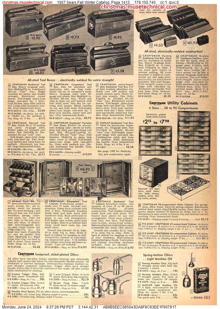 1957 Sears Fall Winter Catalog, Page 1413