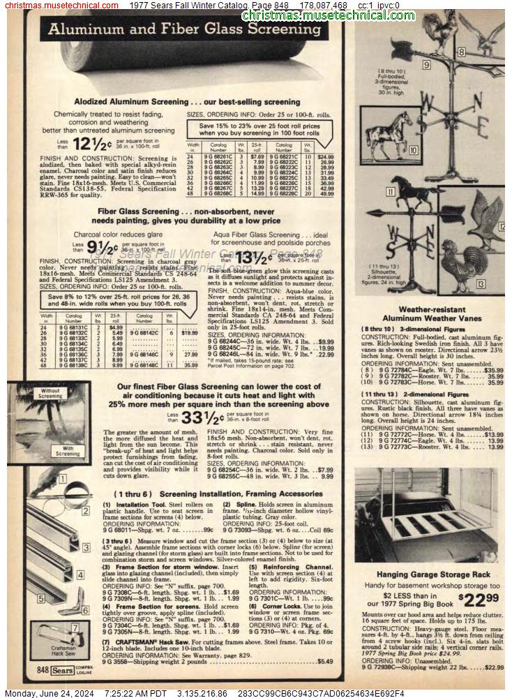 1977 Sears Fall Winter Catalog, Page 848