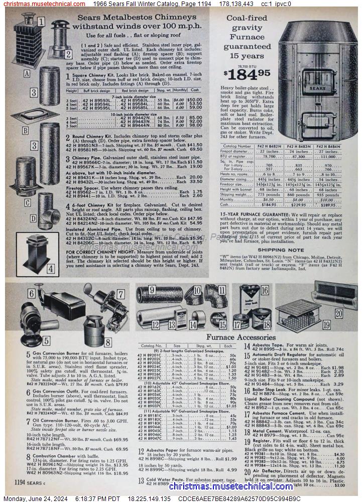 1966 Sears Fall Winter Catalog, Page 1194