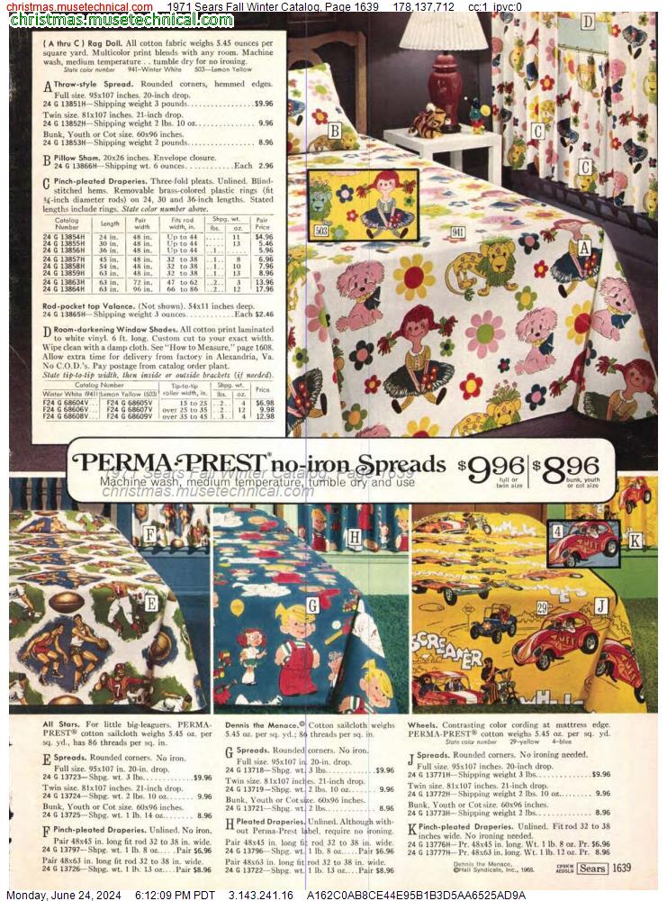 1971 Sears Fall Winter Catalog, Page 1639