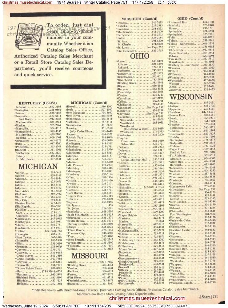 1971 Sears Fall Winter Catalog, Page 751