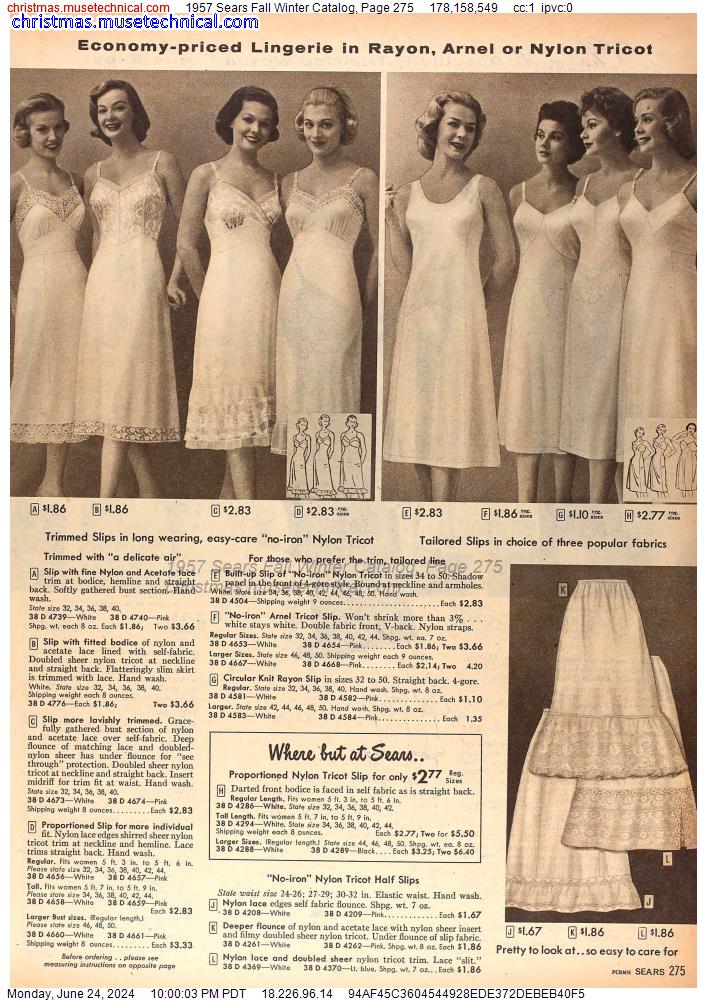 1957 Sears Fall Winter Catalog, Page 275