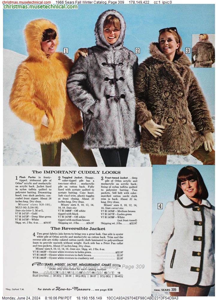 1966 Sears Fall Winter Catalog, Page 309