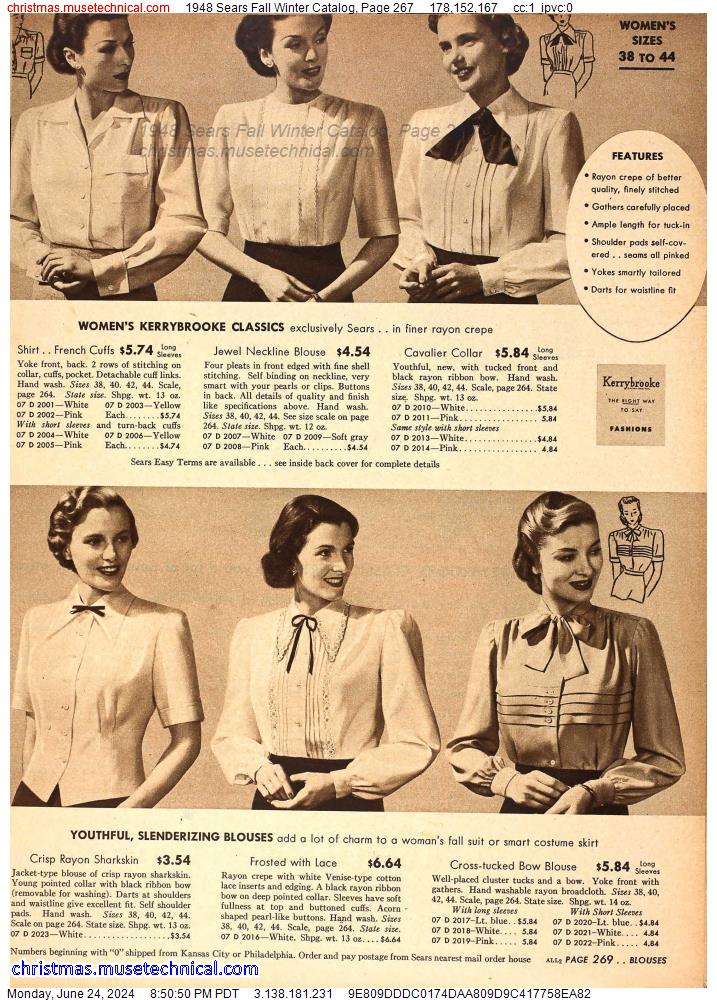 1948 Sears Fall Winter Catalog, Page 267